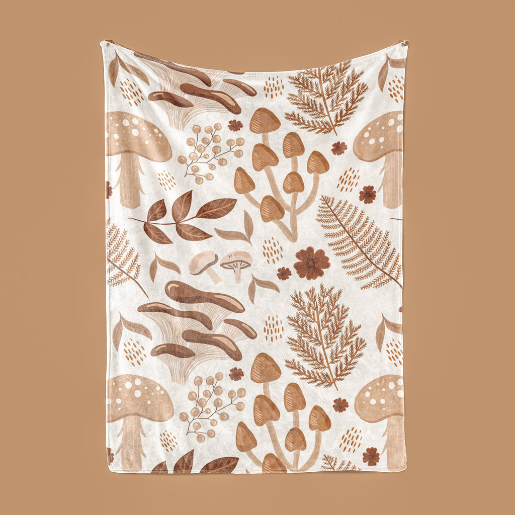 Beige Forest Botanical Fleece Blanket