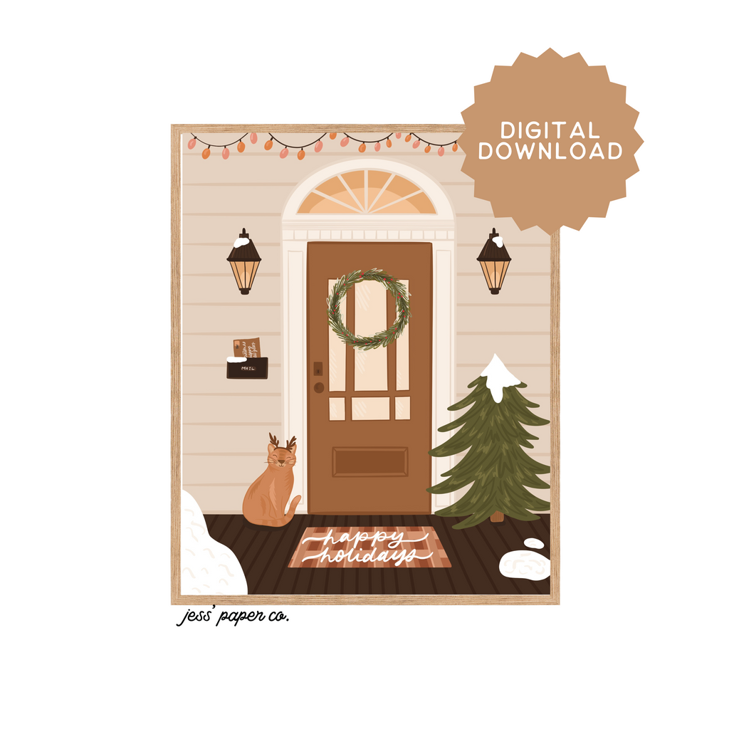 Festive Front Door Print- Digital Download