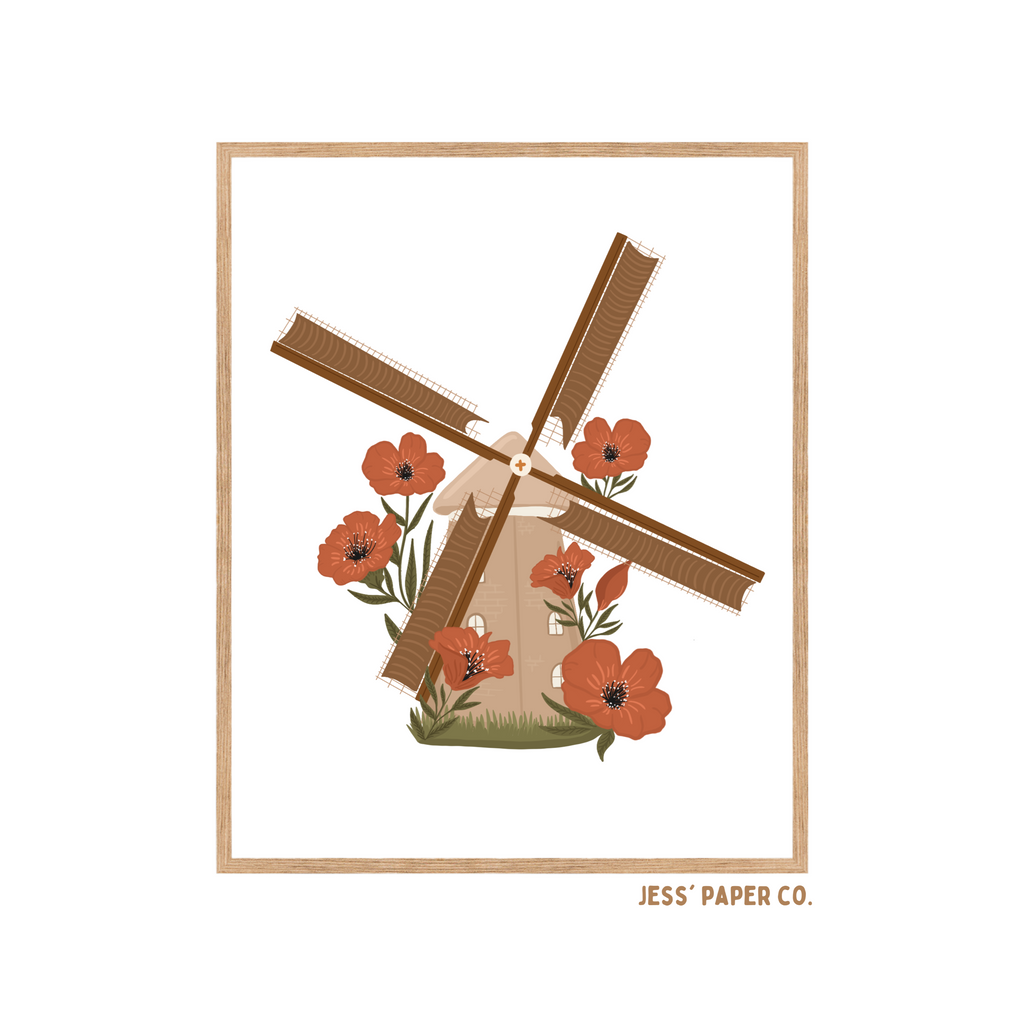 Windmill Poppy Print