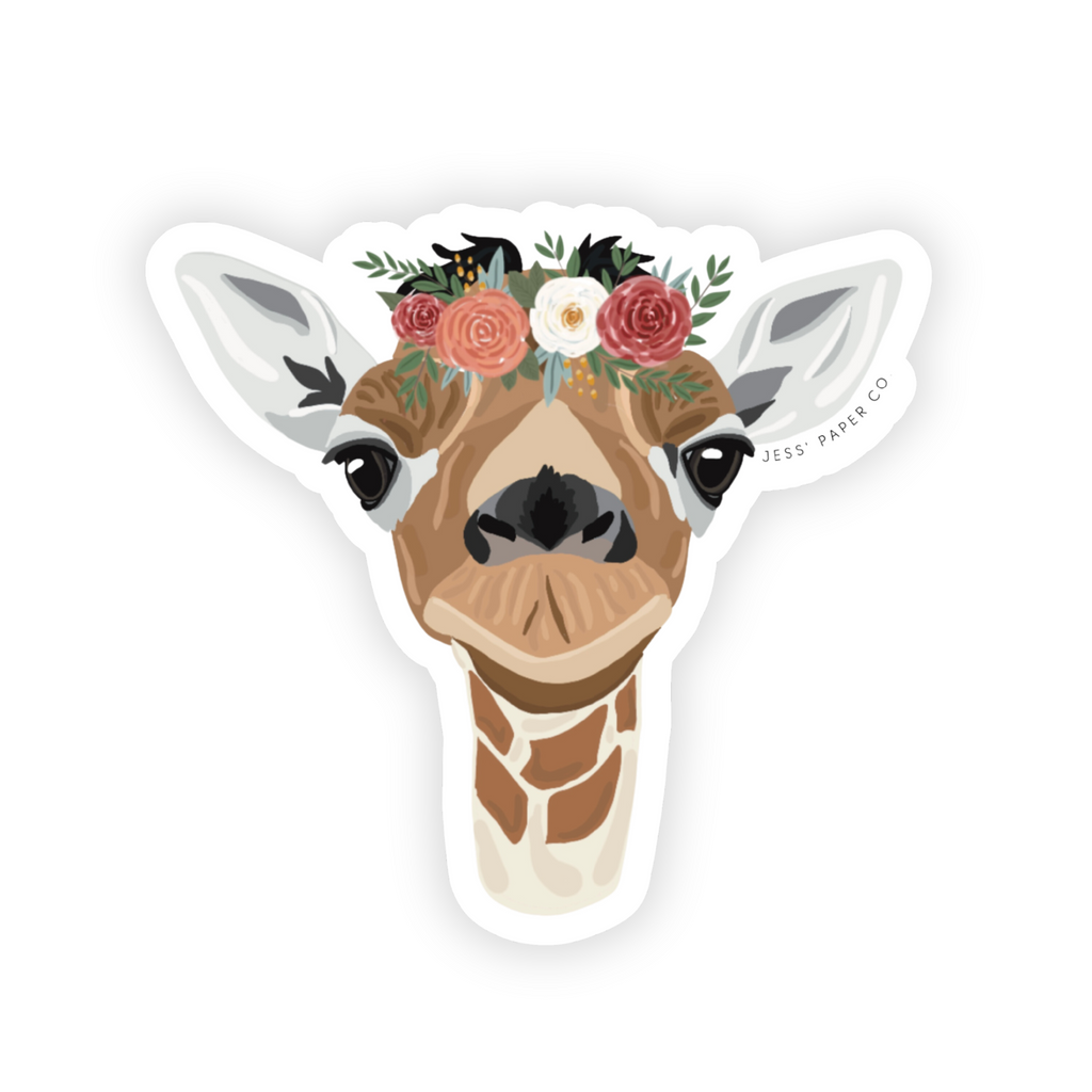 Giraffe in a Floral Crown Sticker
