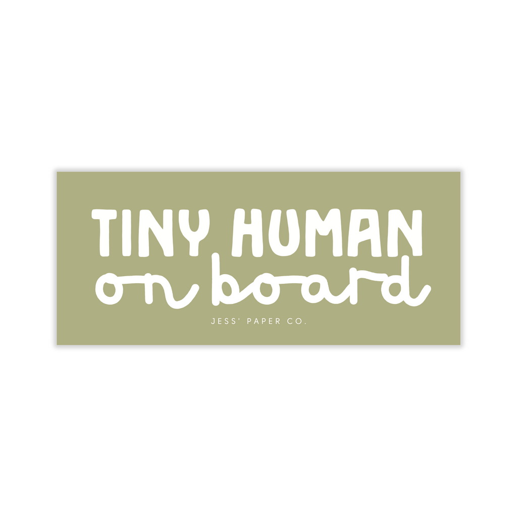 Tiny Human on Board Bumper Sticker (green)