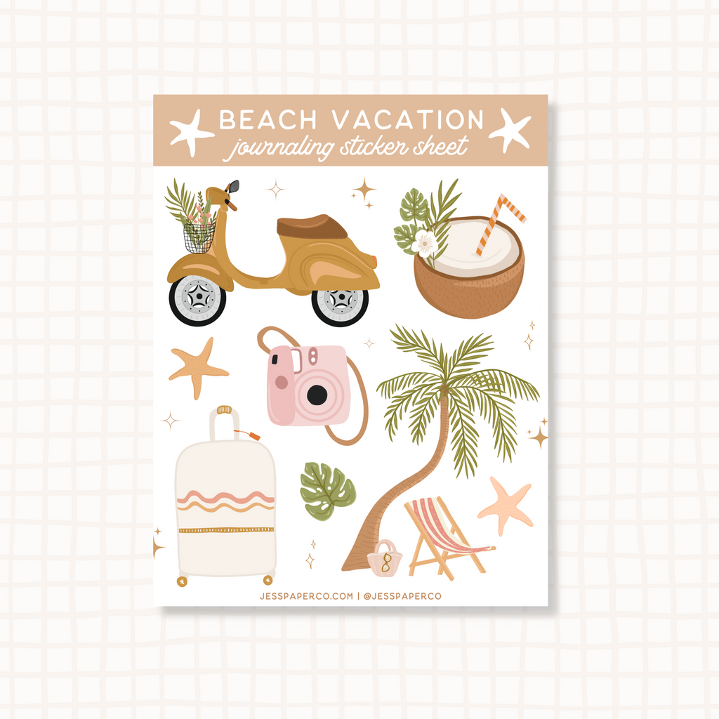 Beach Vacation Sticker Sheet