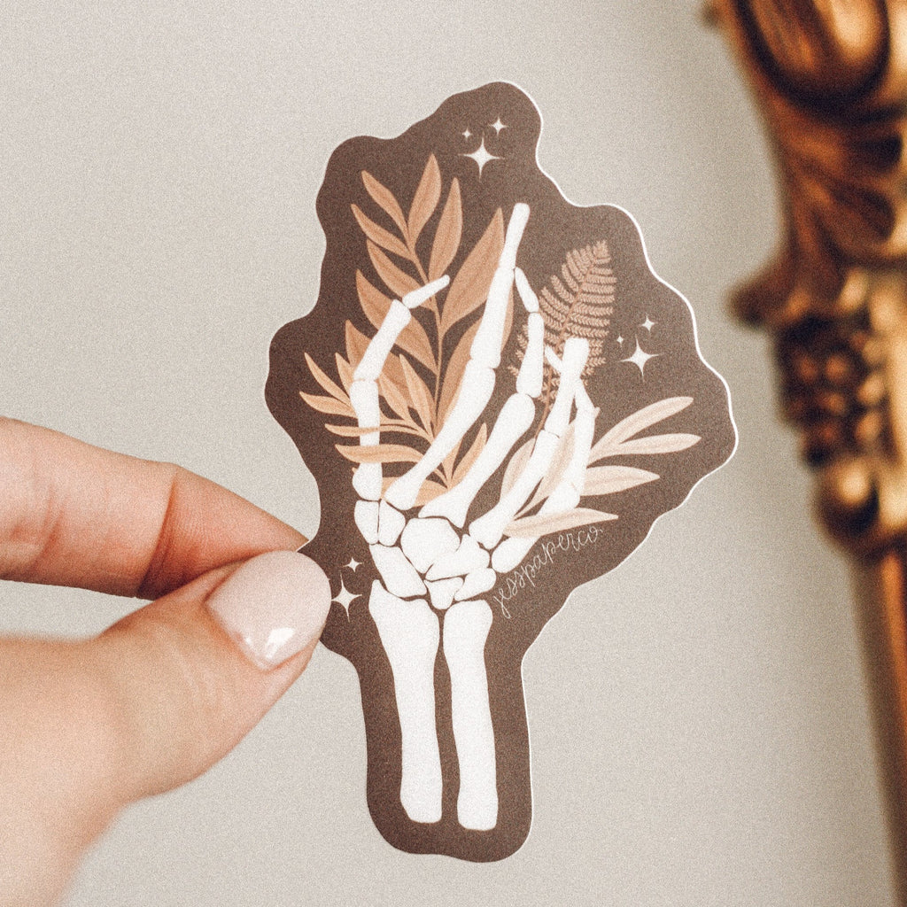 Floral Skeleton Hand Sticker