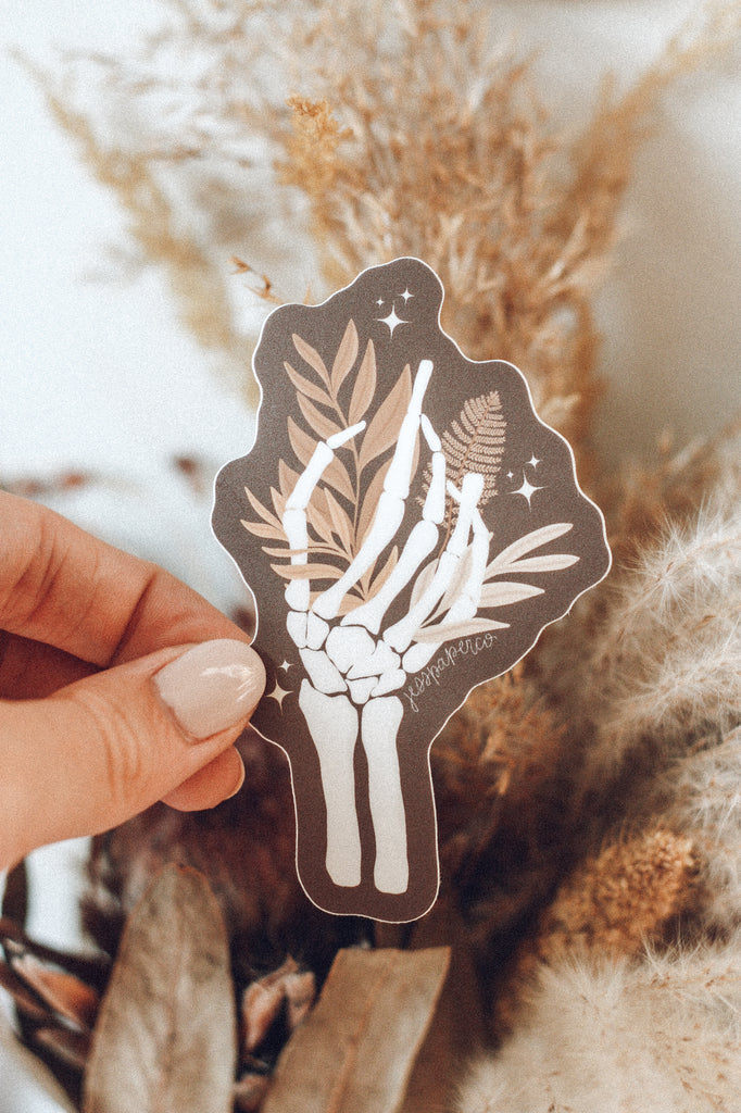 Floral Skeleton Hand Sticker