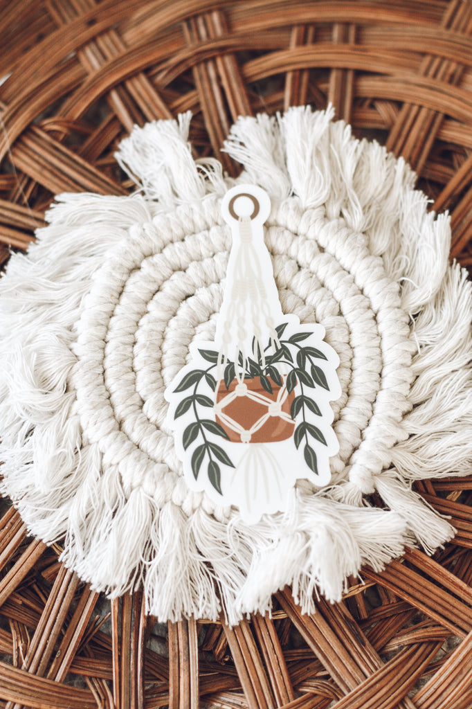 Macrame Sticker Macrame Plant Hanger Sticker | Jess' Paper Co.