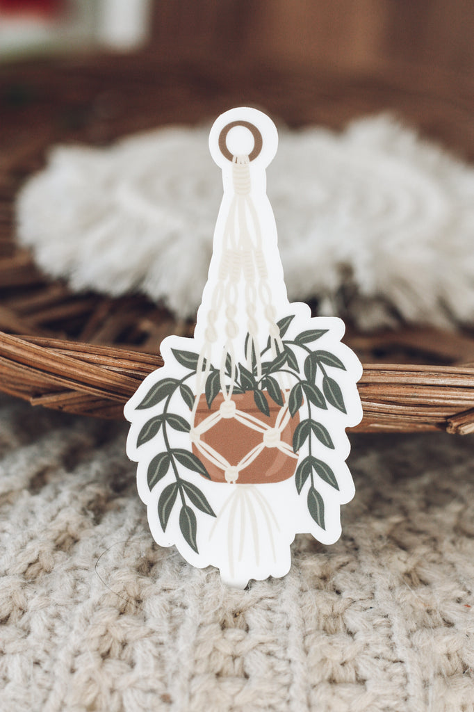 Macrame Sticker Macrame Plant Hanger Sticker | Jess' Paper Co.