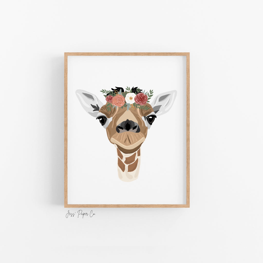 Giraffe in a Floral Crown