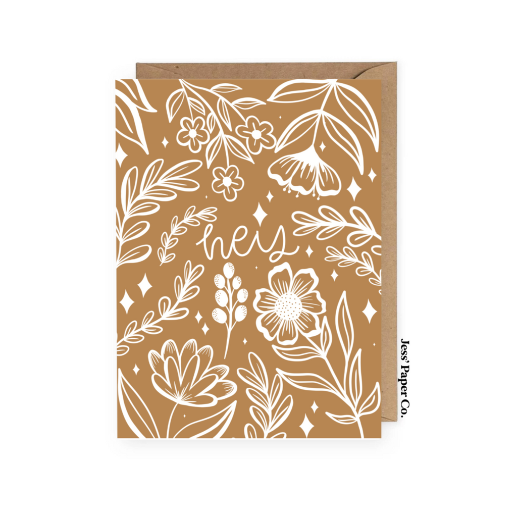 Mustard Floral "hey" Card