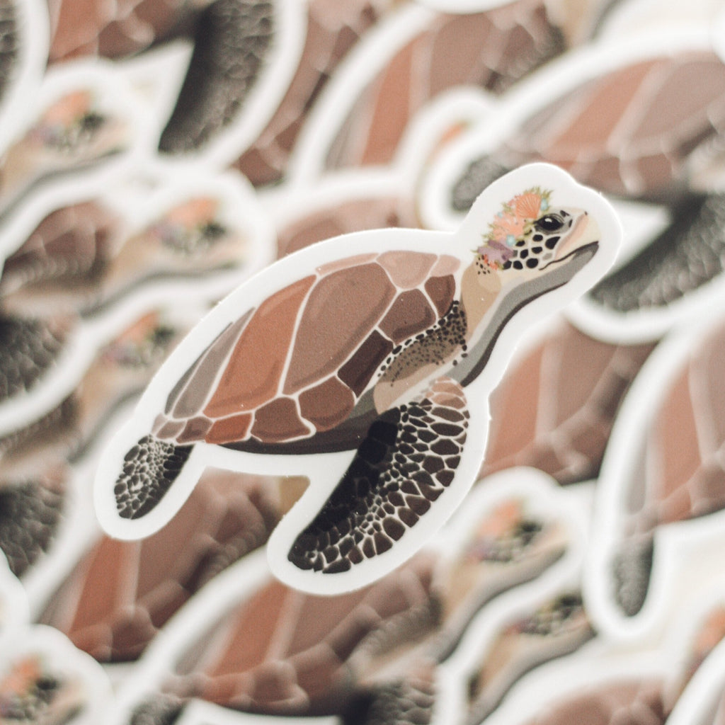 Sea Turtle in Coral Crown Sticker